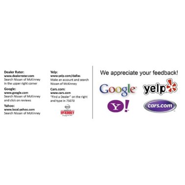 Nissan of McKinney Online Review Feedback Cards