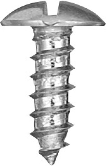 Slotted Round Head License Plate Screw - #14 Diameter; 5/8 Length;    (100 per pack)