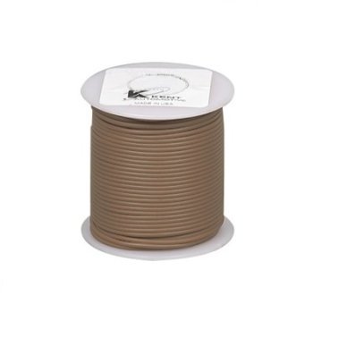 Plastic Covered Primary Wire-14 AWG Brown 100' Length 15 Amps (Sold Individually)