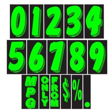 11 1/2" Chartreuse Adhesive Windshield Numbers