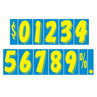 11 1/2" Yellow & Blue Adhesive Windshield Numbers