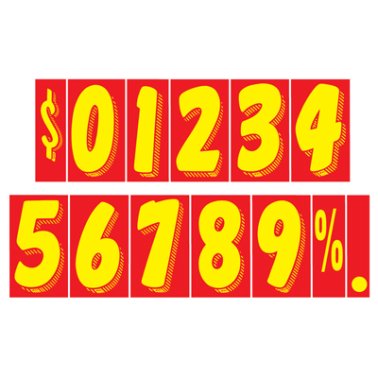11 1/2" Yellow & Red Adhesive Windshield Numbers