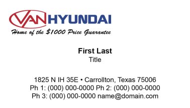 Van Hyundai Business Cards
