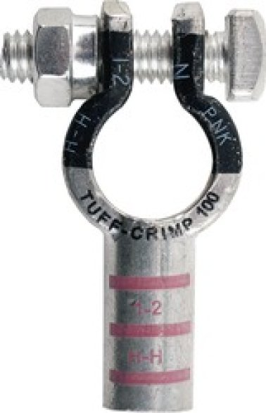 Tuff-Crimp® - Battery Terminals-1 -2 Gauge, Straight Barrel, Pink, Negative Polarity (Pack of 5)