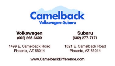 Generic Business Cards for Camelback VW & Subaru