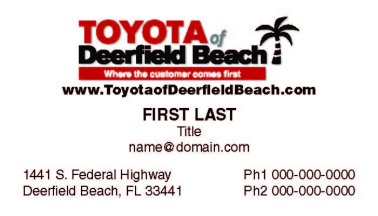 Toyota of Deerfield Beach Business Card