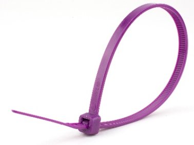 Purple Cable Ties Color-Coded, 4 " Length (Pack of 50)