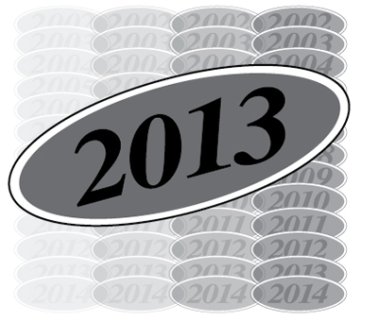 Silver & Black E-Z Oval Year Model Signs