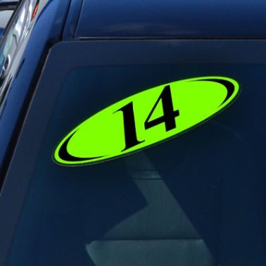 Chartreuse & Black Two Digit Oval Year Model Signs