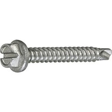 Self-Drilling Screw, Slotted Hex Head, Zinc Finish, Steel, #8 x 3/4" (Pack of 100)