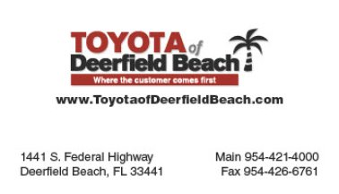 Toyota of Deerfield Beach Car Wash Business Cards