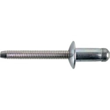 RivetKing® - StemLock® Rear-Flange Structural Rivet, Steel/Steel, Dome Head, 1/4" Diameter, 0.425 - 0.504" Grip Range (Pack of 100)