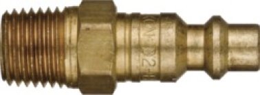 Heavy-Duty Quick Disconnect Plug, Brass, Standard Industrial, Male NPTF, 1/4" Body Size, 1/4-18" Thread Size (Pack of 2)