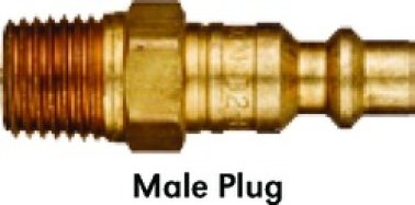Heavy-Duty Quick Disconnect Plug, Brass, Standard Industrial, Male NPTF, 1/4" Body Size, 1/4-18" Thread Size (Pack of 2)