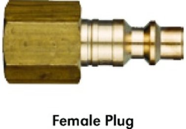 Heavy-Duty Quick Disconnect Plug, Brass, Standard Industrial, Female NPTF, 1/4" Body Size, 1/4-18" Thread Size (Pack of 2)