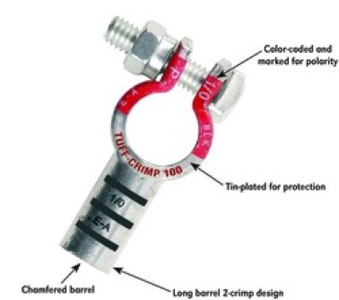 Tuff-Crimp® Right Elbow Battery Terminal 1/0 AWG Negative
