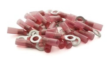 Ring Tongue Terminal, 2-Piece Heat Seal, Polyolefin Insulated, 8 AWG, 5/16" Stud Size, Red (Pack of 30)