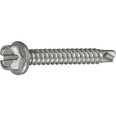 Quad-Grip™ Self-Drilling Screw, Slotted Hex Head, Steel, Zinc Finish, #10 x 5/8" (Pack of 100)