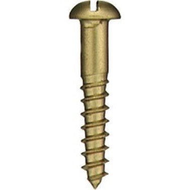 Wood Screw, Slotted Round Head, Brass, Zinc Finish, Sharp Point, #8 x 5/8" (Pack of 100)