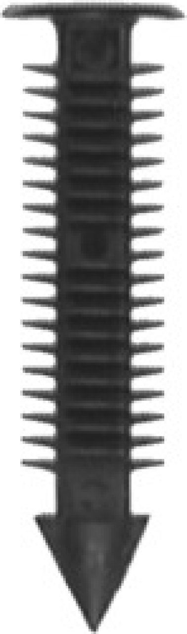 Retainer, Nylon, Black, Fits 1/4" Hole, 13/32" Head, 1-11/32" Stem Length (Pack of 50)
