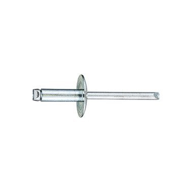 Open End Rivet, Large Flange Head, Steel, 3/16" Diameter, 0.251 to 0.375" Grip Range, 0.575" Body Length (Pack of 100)