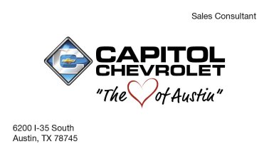 Business Cards for Capitol Chevrolet Sales ConsultantGeneric- 500 count per box