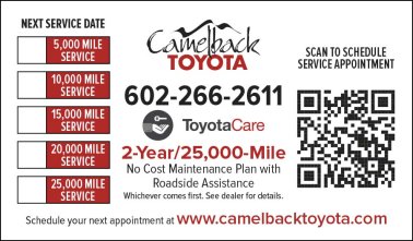 Camelback Toyota Care Sticker