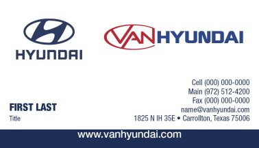 Van Hyundai TX Business Cards