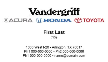 Business Cards for Vandergriff 3 Logo