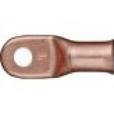 Heavy-Duty Battery Cable Lug, 1 AWG, Green, 1/4" Stud Size, Fully Annealed, Electrolytic Copper, Flared Barrel End (Pack of 10)