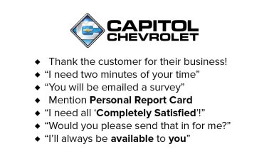 Capitol Chevy Survey Business Cards
