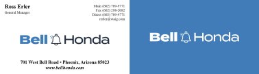 Bell Honda General Manager Business Cards