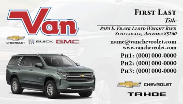 Van Chevrolet Business Card Tahoe