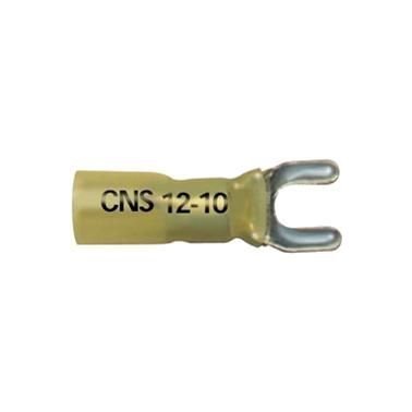 Spade Terminal, 2-Piece Heat Seal, Polyolefin Insulated, 12 to 10 AWG, #6 Stud Size, Yellow (Pack of 50)