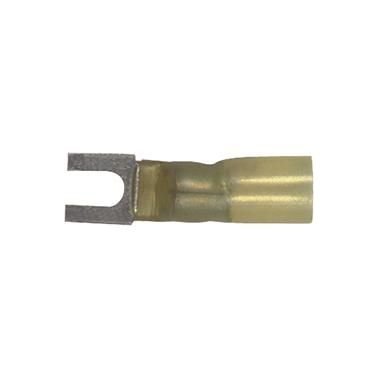 Spade Terminal, 2-Piece Heat Seal, Insulated, 12 to 10 AWG, #8 Stud Size, Yellow (Pack of 50)