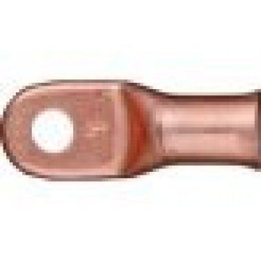 Heavy-Duty Battery Cable Lug, 1/0 AWG, Pink, 5/16" Stud Size, Fully Annealed, Electrolytic Copper, Flared Barrel End (Pack of 10)