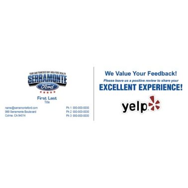 Serramonte Ford Business Cards with YELP Backer