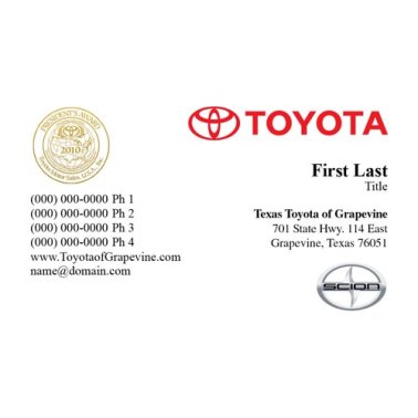 Texas Toyota of Grapevine Business Cards - One Sided