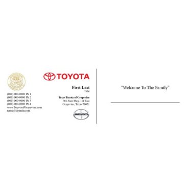 Texas TOG Business Cards - Two Sided - "Welcome to the Family" on back side