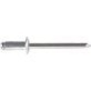 Open End Rivet, Dome Head, Aluminum, 3/16" Diameter, 0.376 to 0.5" Grip Range, 0.7" Body Length (Pack of 100)