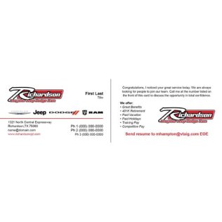Richardson CJDR "Send Resume" Back Option Business Cards