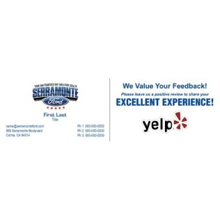 Serramonte Ford Business Cards with YELP Backer