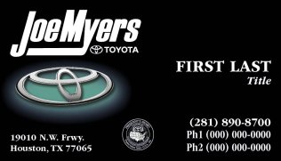 Joe Myers Toyota Business Cards - Version 3