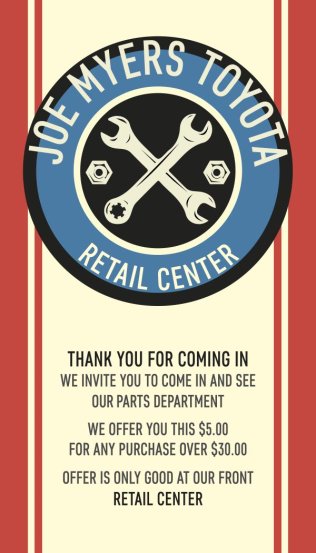 Joe Myers Toyota Retail Center Discount Card
