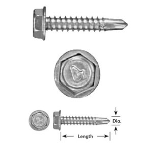 Self-Drilling Screw Hex Head Plain Finish 410 Stainless Steel 1/4 x 1 (50 per pack)