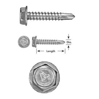 Self-Drilling Screw Hex Head Plain Finish 410 Stainless Steel 1/4 x 1-1/2 (50 per pack)