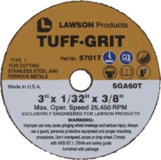 Tuff-Grit - Mini Cut-Off Wheel 3 Diameter Zirconium Grain Type 1 1/32 Thick 3/8 Arbor (2 per pack)