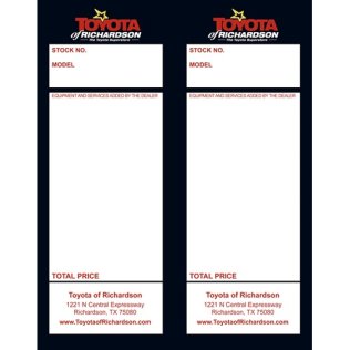 Toyota of Richardson Addendum Tag