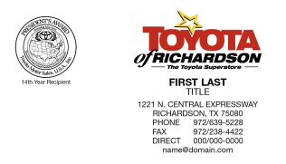 Toyota of Richardson BC, Ver. 2 — Direct Phone and Email