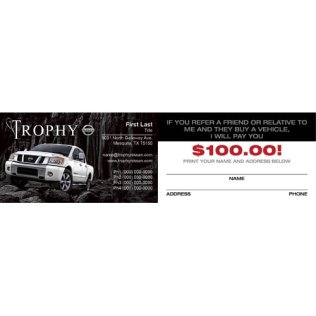 Trophy Nissan $100 Back Business Cards - Titan